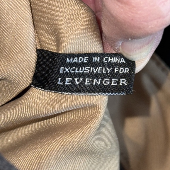 Levenger Black Canvas Tote With Brown Leather Trim - Picture 11 of 12